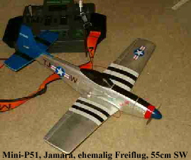 Mini-P51, Jamara, ehemalig Freiflug, 55cm SW